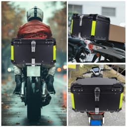 65L Aluminum Motorcycle Trunk Box Waterproof Top Box Tail Box Trunk Universal Motorbike Storage Case Tail Box Luggage