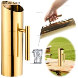 1.5/2L Cold Water Kettle with Handle Stainless Steel Gold Juice Pot Large Capacity Beer Red Wine Jar for Home Restaurant Bar