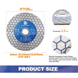 BRSCHNITT Diamond Cutting Disc Saw Blade Double-sided Cutter for Ceramic Tile Porcelain Dia 125mm Cut Plate Cutting Disc