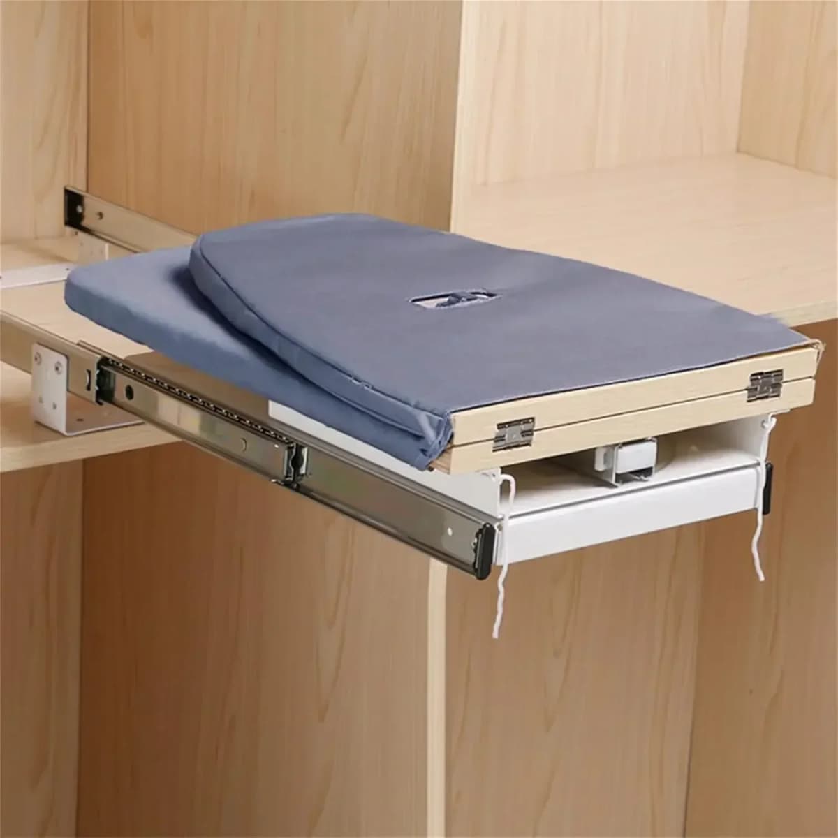 180° Extendable ,Folding Table Ironing Board, Medium Size, Cabinet Drawer in Cupboard, Storage, Removable Fabric Cover, Grey