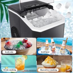 Portable Ice Maker Machine 12KG/24H Fast Ice Making in 6Min with Self-Cleaning LED Automatic Mini Electric Bullet Ice Cube Maker