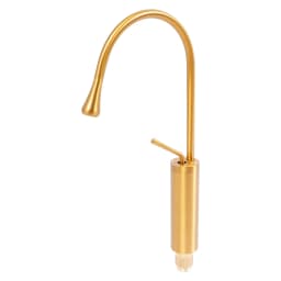 360 Degree Swivel Brass Gold Water Faucet Deck Mount, Modern Rotatable Bathroom Faucet with 2* Water Hoses