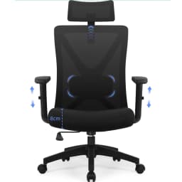AUTHMIC Ergonomic Office Chair Mesh Back, 5D Lumbar Support, Reclining 90–135°, Adjustable Armrest & Headrest for Home Office