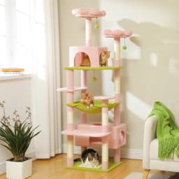Multi-Level Cat Tree Tower with Scratching Posts&Board, Hammock, Cat Condo, Spacious Top Perch,Dangling Balls for Indoor Cats