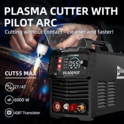 Viladepot CUT55 MAX Plasma Cutter Pilot Arc 55Amps Single Voltage Digital Non-Contact Plasma Cutting Machine