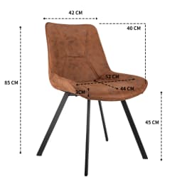 Set of 2 Modern Faux Leather Dining Chair with Metal legs-Brown, for office/living room, 75 × 45 × 57 cm