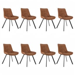 Set of 2 Modern Faux Leather Dining Chair with Metal legs-Brown, for office/living room, 75 × 45 × 57 cm