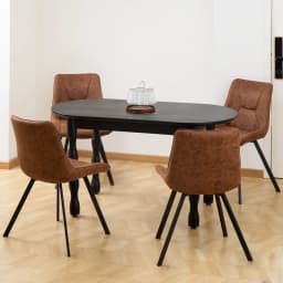 Set of 2 Modern Faux Leather Dining Chair with Metal legs-Brown, for office/living room, 75 × 45 × 57 cm