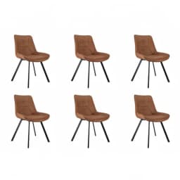 Set of 2 Modern Faux Leather Dining Chair with Metal legs-Brown, for office/living room, 75 × 45 × 57 cm