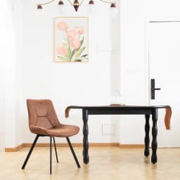 Set of 2 Modern Faux Leather Dining Chair with Metal legs-Brown, for office/living room, 75 × 45 × 57 cm