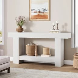 120cm/160cm Long Farmhouse Wooden Console Table 2-Tier Large Sofa Table with Storage for Living Room Entryway Entry Hallway