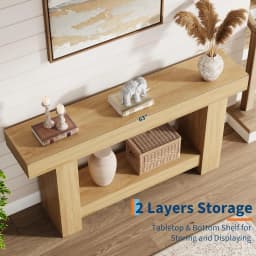 120cm/160cm Long Farmhouse Wooden Console Table 2-Tier Large Sofa Table with Storage for Living Room Entryway Entry Hallway