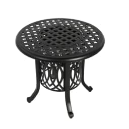 Outdoor Aluminum Table with Ice Bucket,Patio Side Table, Aluminum End Table with Adjustable Footpads, Outdoor Small Coffee Table