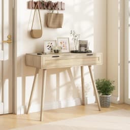 Rattan Console Table, Entrance Table Made of Wood with Drawer, Hallway Table in Boho Style, Side Table for Hallway, Living Room