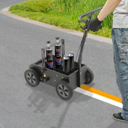 Double Line Striping Machine Adjustable Height (5.1-11.6in) & Line Width (3.9-5.1in) for Parking Lot/Sports Field/Court Marking