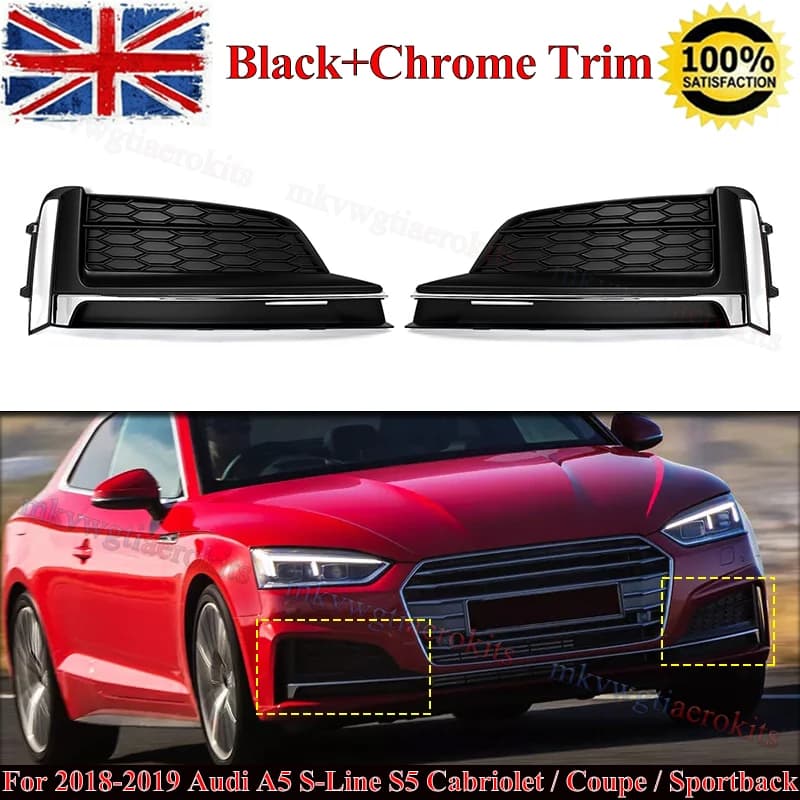 8W6807681F 8W6807682F Front Bumper Fog Light Lamp Grille Grill Cover for Audi Audi A5 S5 2018 2019 Lower Bumper Grill Magickit