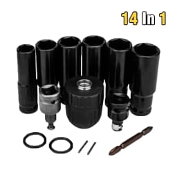 14Pcs Set Electric Impact Wrench Hexs Socket Adapter Kit Drill Chuck Drive Adapter SET for Electric Drill Wrench Screwdrivers