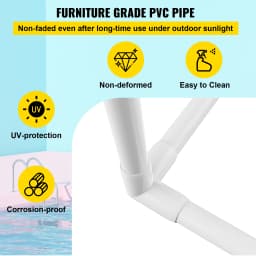 SucceBuy Pool Towel Rack 8 Bar Freestanding Outdoor PVC Triangular Poolside Storage Organizer Include 8 Towel Clips Mesh Bag