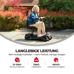 Four-wheeled Scooter for the Elderly, Removable 12AH Lithium Battery 250W Motor 15-30km Range Maximum 136 kg