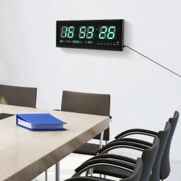 Large Digital Wall Clock,12/24H Time Temp Date Week Display Electronic LED Clock,Auto Dimmer Luminous Silent Table Clock 48*19cm