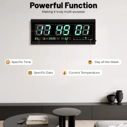 Large Digital Wall Clock,12/24H Time Temp Date Week Display Electronic LED Clock,Auto Dimmer Luminous Silent Table Clock 48*19cm