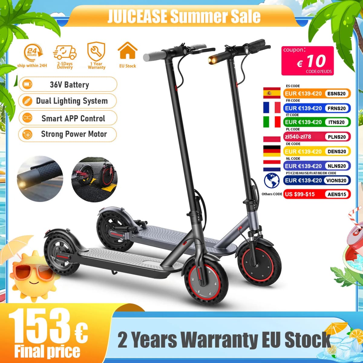 JUICEASE AP07/TX01 Electric Scooter 5-25KM Range 8.5Inch Escooter Peak Power Fast Drive APP Scooter Electric Dual Brake System