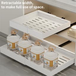 Non-Perforated Retractable Storage Rack Adjustable Pull-Out Shelves Sink Storage Drawer Rack Sliding Out Cabinets Organizer