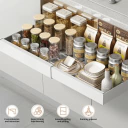 Non-Perforated Retractable Storage Rack Adjustable Pull-Out Shelves Sink Storage Drawer Rack Sliding Out Cabinets Organizer