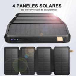 Waterproof Solar Power Bank with Folding Solar Panels, 5V 2A USB Output, Portable Outdoor Camping Sun Power for Phones, Real Cap
