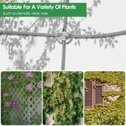 Climbing plant support, 16m stainless steel rope suspension kit, with 3mm stainless steel cable and 12 tensioners(16m)