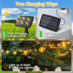 Solar String Light G40 LED Patio Light with Remote Control Waterproof IP65 Garland Lighting Lamp for Wedding Backyard Decoration