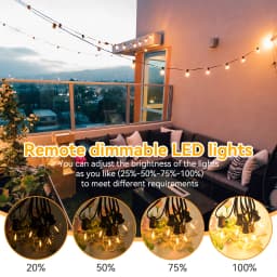 Solar String Light G40 LED Patio Light with Remote Control Waterproof IP65 Garland Lighting Lamp for Wedding Backyard Decoration