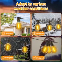 Solar String Light G40 LED Patio Light with Remote Control Waterproof IP65 Garland Lighting Lamp for Wedding Backyard Decoration