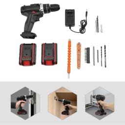 Electric Rotary Hammer Drill Brushed Motor 48VF Battery Powered 25-28Nm with 2 Batteries And 1 Charger for Drilling Work