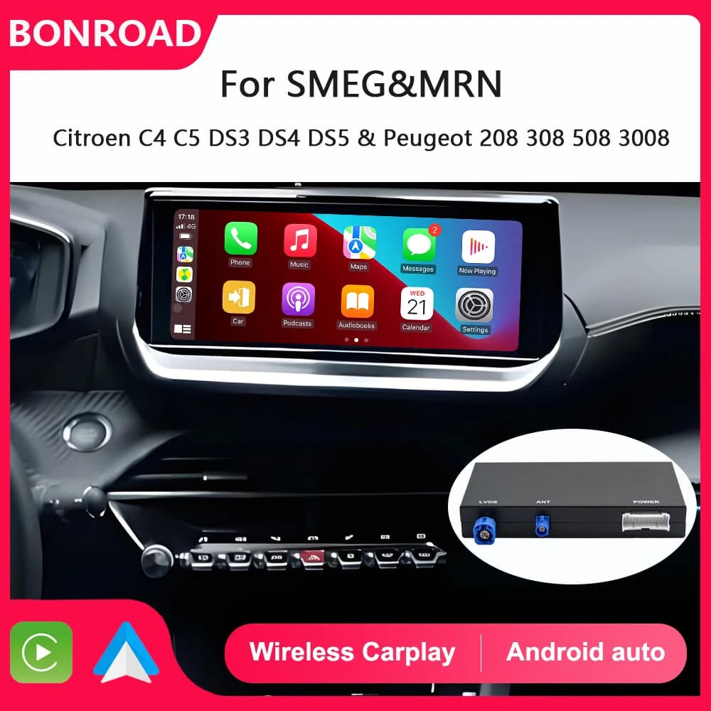Bonroad Wireless Carplay Android Auto Airplay Autolink Per Peugeot Citroen SMEG MRN Picasso C4 C5 DS4 DS3 308 508 208 3008