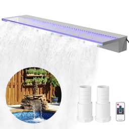 SucceBuy 30-90CM Pool Fountain Waterfall W/ LED Light Water Pipe Acrylic Fountain Pond Garden Swimming Pool Water Fountain Decor