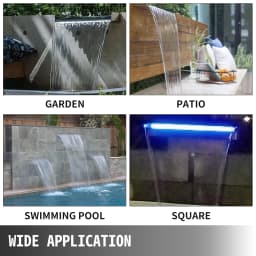 SucceBuy 30-90CM Pool Fountain Waterfall W/ LED Light Water Pipe Acrylic Fountain Pond Garden Swimming Pool Water Fountain Decor