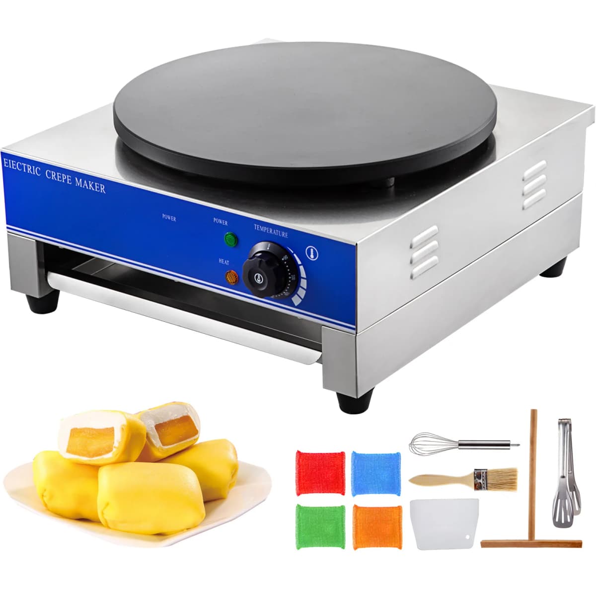 SucceBuy Electric Crepe Maker Pancake Machine Non-Stick for Making Crepes Pancakes Blintzes Omelets in Restaurants Bars Cafes