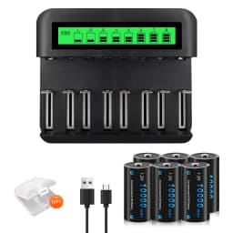 CITYORK 1.2V D Battery 10000 mAh LR20 R20 NIMH + LCD Smart Charger for AA AAA C D 9V Batteries