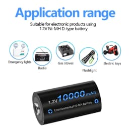 CITYORK 1.2V D Battery 10000 mAh LR20 R20 NIMH + LCD Smart Charger for AA AAA C D 9V Batteries