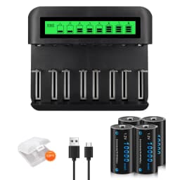 CITYORK 1.2V D Battery 10000 mAh LR20 R20 NIMH + LCD Smart Charger for AA AAA C D 9V Batteries