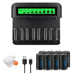 CITYORK 1.2V D Battery 10000 mAh LR20 R20 NIMH + LCD Smart Charger for AA AAA C D 9V Batteries