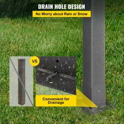 SucceBuy 27"/43" Solid Mailbox Post Stand Steel Letter Box Post Granite Powder-Coated Steel With Drain Hole Outdoor For Roadside