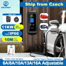 Kolanky Type2 Portable EV Charger 11KW 16A 3P Tuya App Car Charger Cable EVSE Charging Box For Electric Vehicle Car CEE Plug 10M