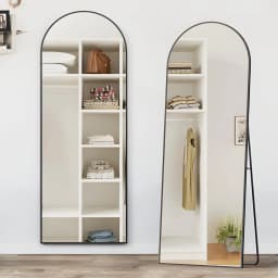 CASSILANDO Arched Full Length Mirror 162*53cm, Floor Standing Mirror, Unique Vertical Mirror, Gold Metal Frame Mirror