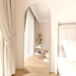 CASSILANDO Arched Full Length Mirror 162*53cm, Floor Standing Mirror, Unique Vertical Mirror, Gold Metal Frame Mirror