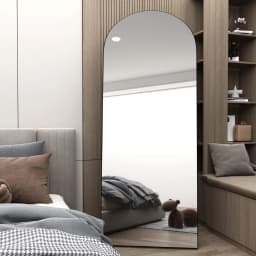 CASSILANDO Arched Full Length Mirror 162*53cm, Floor Standing Mirror, Unique Vertical Mirror, Gold Metal Frame Mirror