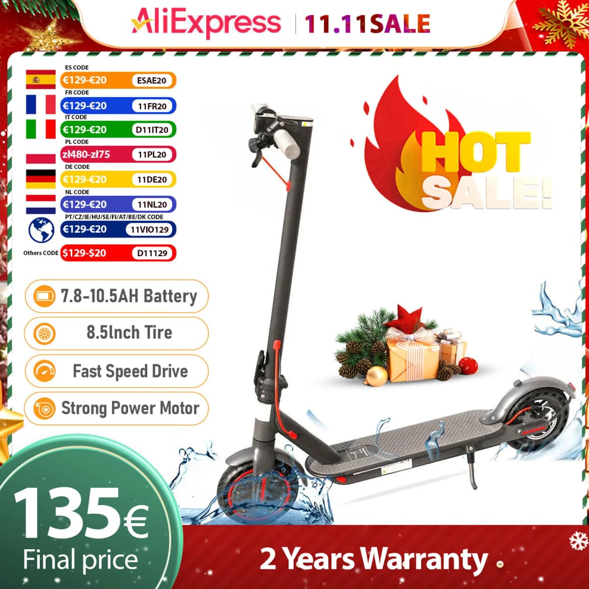 JUICEASE 7.8-10.5AH Electric Scooter 15-35KM Long Range Foldable Electric Kick Scooter 8.5 Inch APP Smart Escooter for Adults