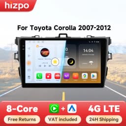 Hizpo 9" Android 14 Car Stereo for Toyota Corolla E140/150 2007 - 2012 Radio Multimedia Player Speaker No 2 Din DVD Octa Core 4G
