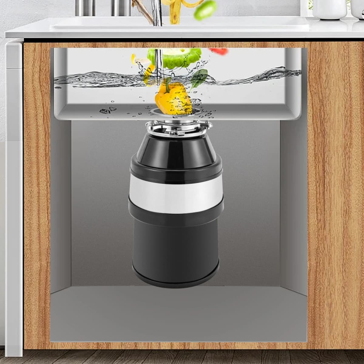 Food Waste Disposal for Processing Food Residues, 560W Pure Copper Motor, Large Capacity, Shock-absorbing